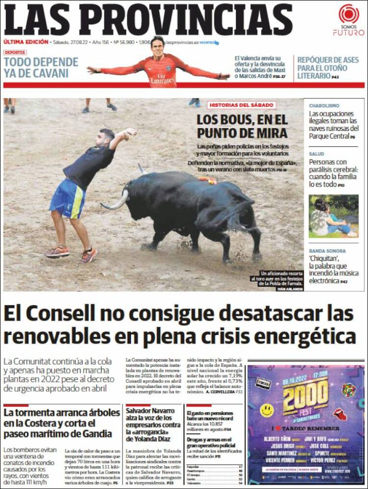 Portada de Las Provincias (España)