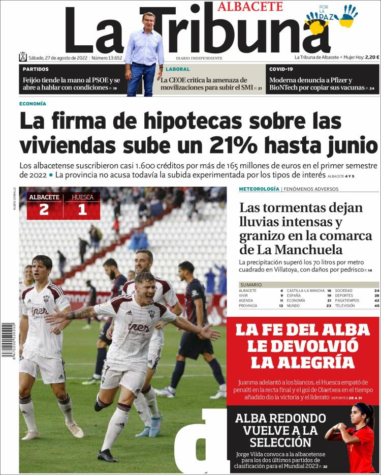 Portada de La Tribuna de Albacete (España)