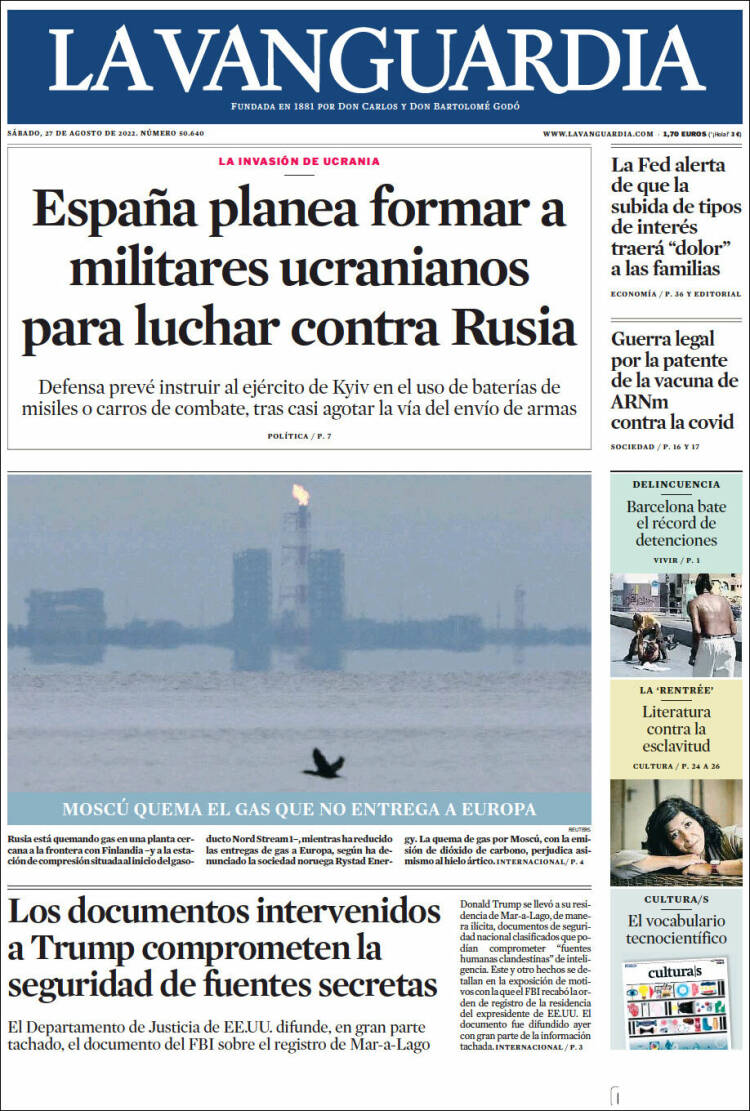 Portada de La Vanguardia (España)