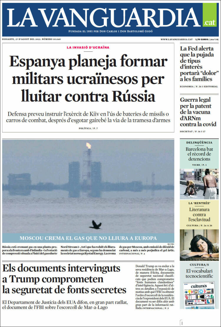 Portada de La Vanguardia (España)