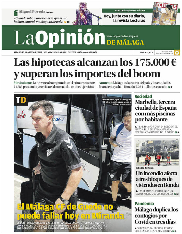 Portada de La Opinión de Málaga (España)