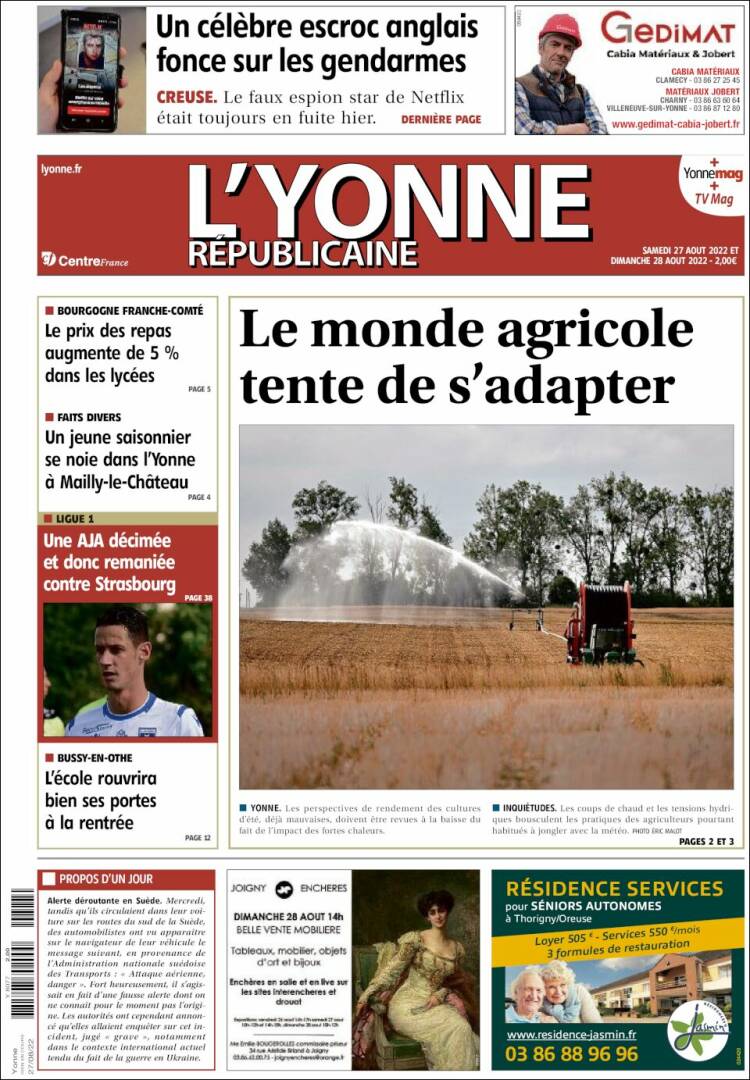 Portada de L'Yonne-Républicaine (France)