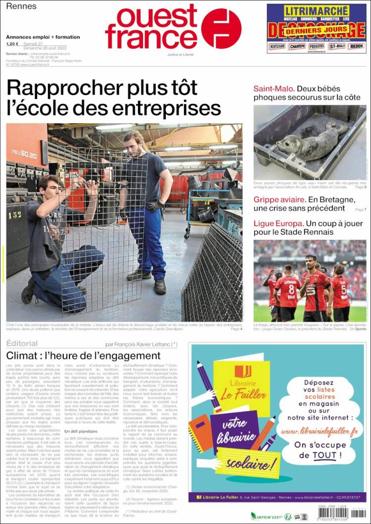Portada de Ouest France (France)