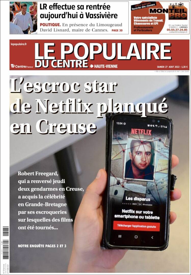 Portada de Le Populaire du Centre (France)
