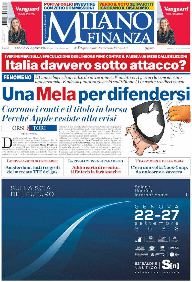 Portada de Milano Finanza (Italia)