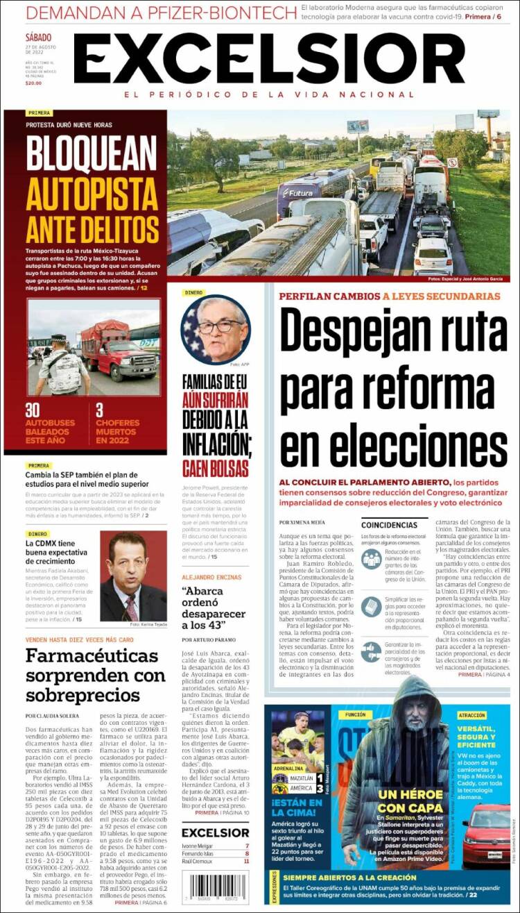 Portada de Excelsior (M&eacute;xico)