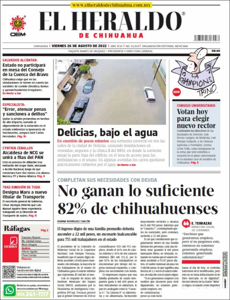 Portada de El Heraldo de Chihuahua (México)