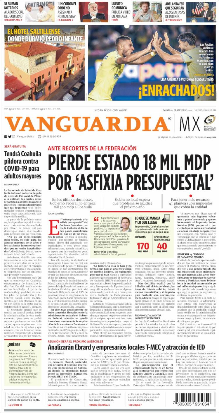 Portada de Vanguardia (México)