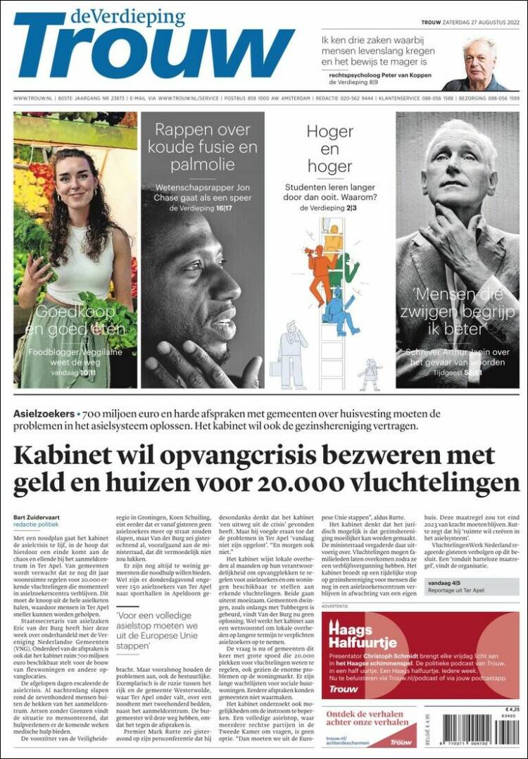 Portada de Trouw (Pa&iacute;ses Bajos)