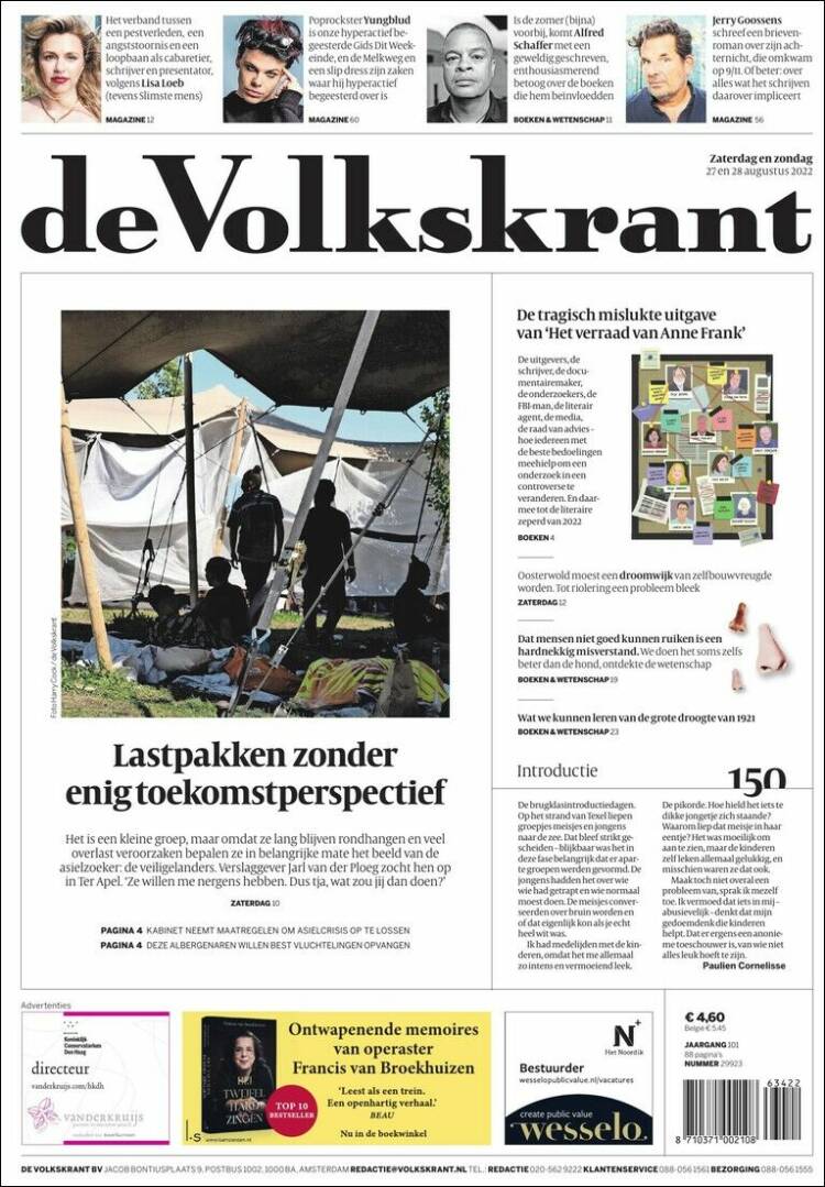 Portada de De Volkskrant (Pa&iacute;ses Bajos)