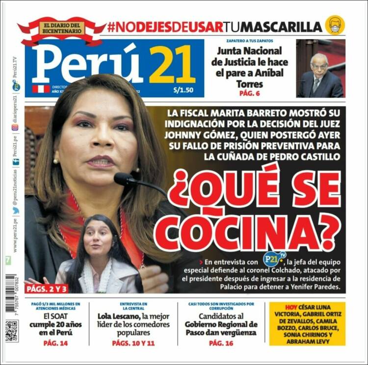 Encogerse de hombros Conquistar entrevista Periódico Perú 21 (Perú). Periódicos de Perú. Edición de sábado, 27 de  agosto de 2022. Kiosko.net