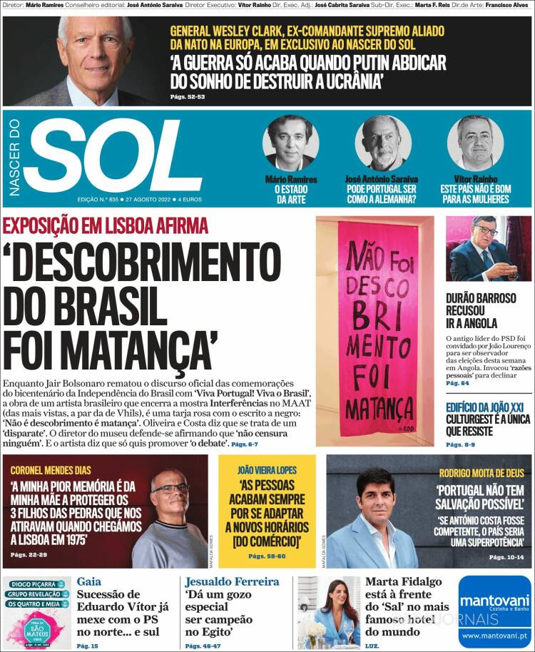 Portada de Jornal Sol (Portugal)