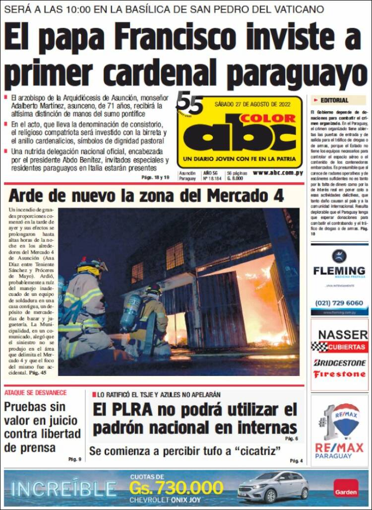 Portada de ABC Color (Paraguay)