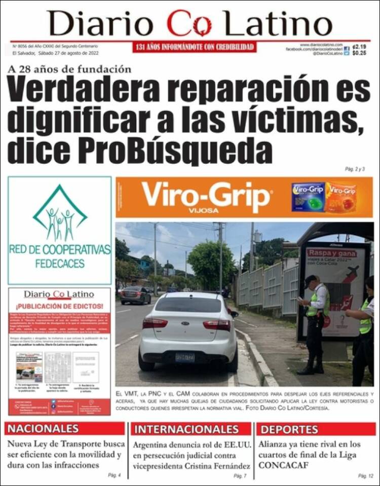 Portada de Diario Co Latino (El Salvador)