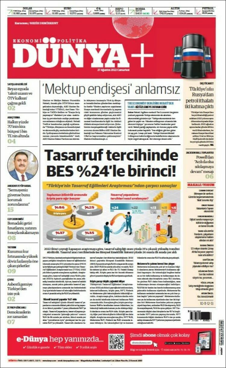 Portada de Dünya (Turqu&iacute;a)