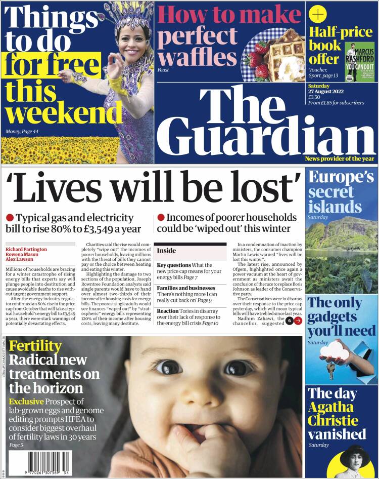 Portada de The Guardian (Reino Unido)