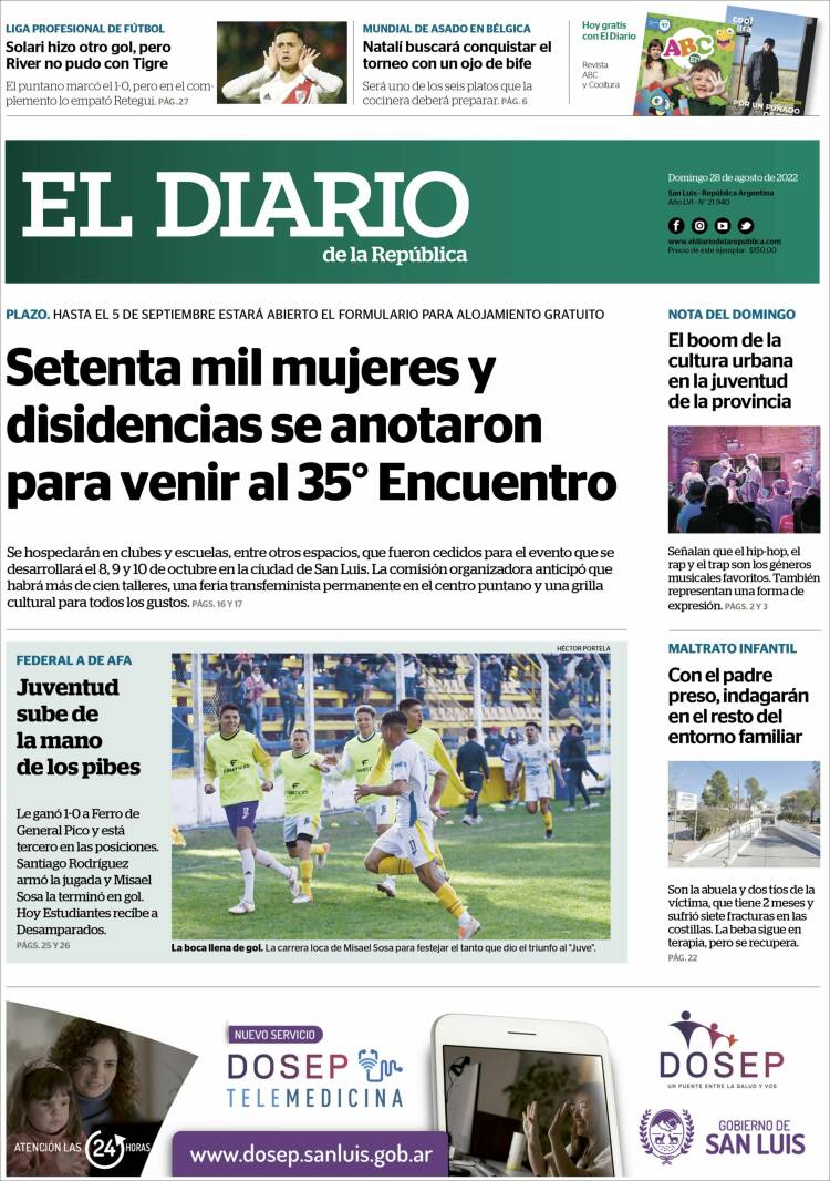 Portada de Diario de la República (Argentine)