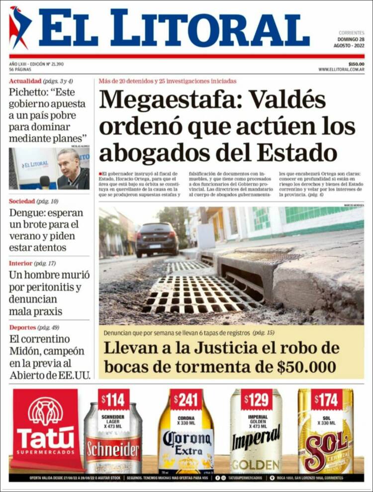 Portada de El Litoral Corrientes (Argentine)