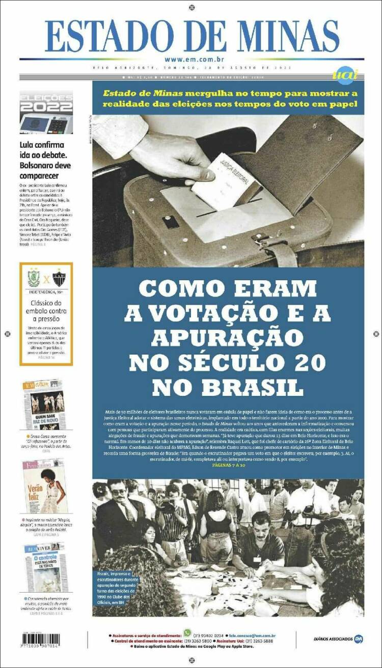 Portada de Jornal Estado de Minas (Br&eacute;sil)