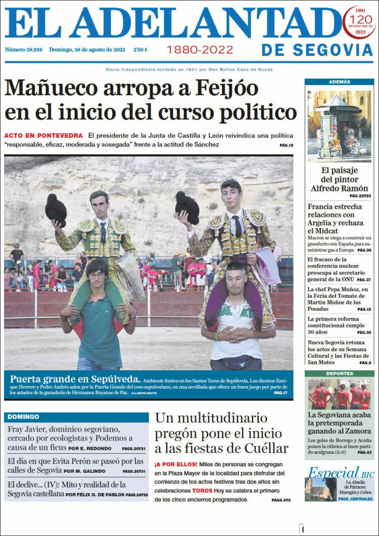 Portada de El Adelantado de Segovia (España)