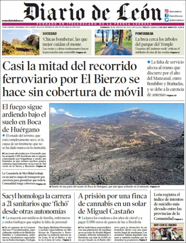 Portada de Diario de León (España)
