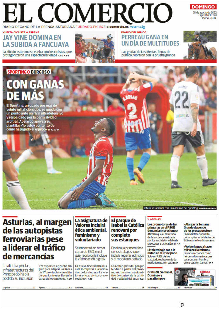 Portada de El Comercio - Gijón (España)