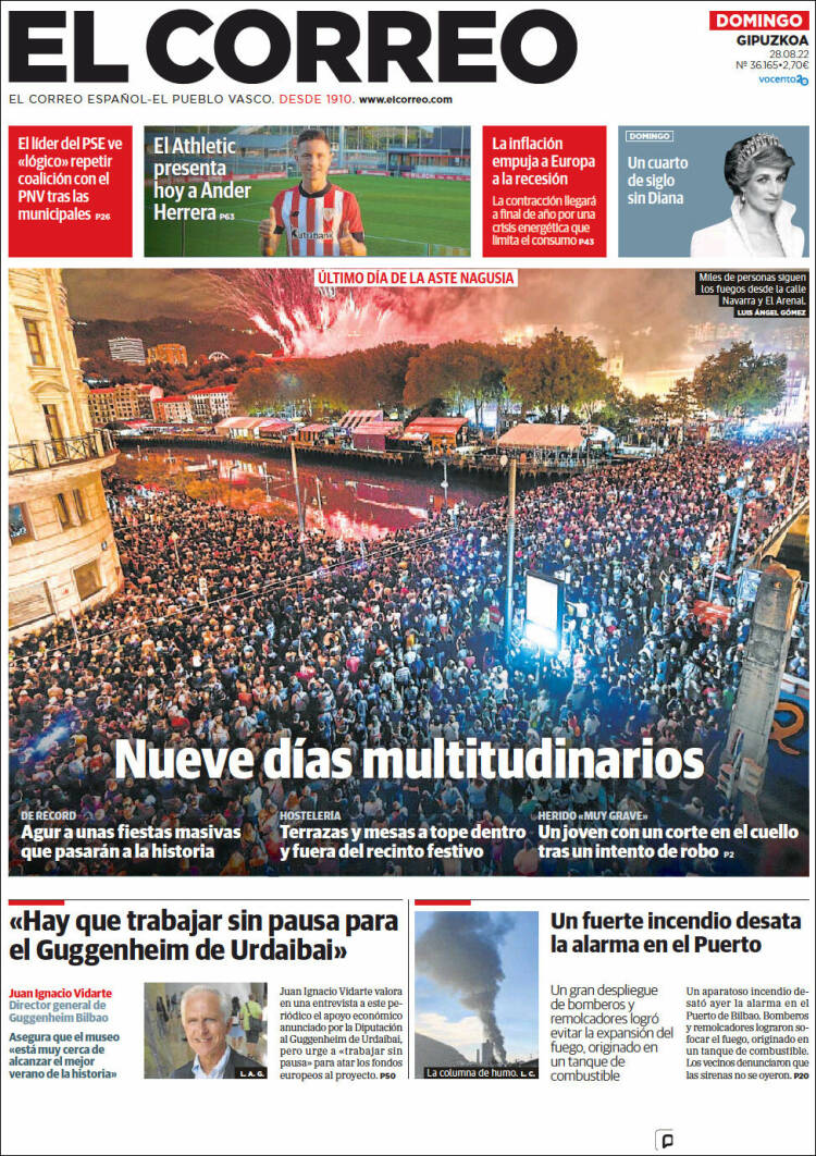 Portada de El Correo - Guipuzcoa (España)