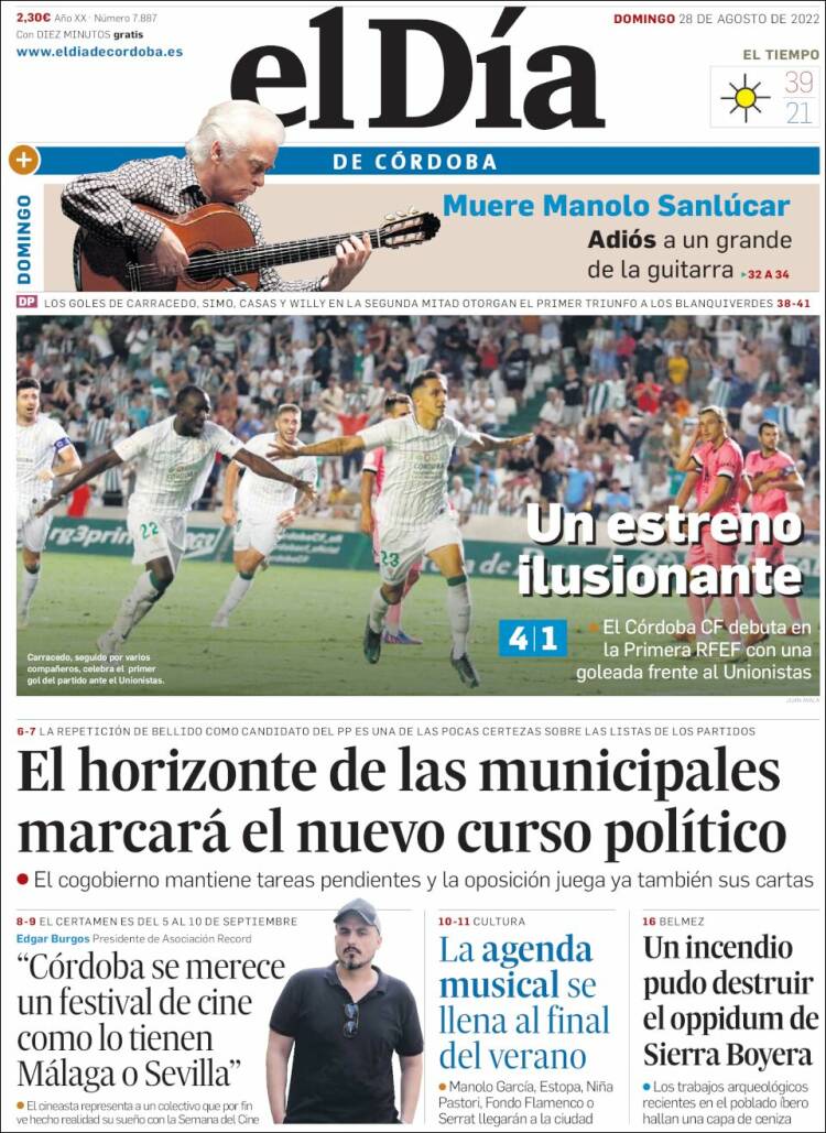 Portada de El Día de Córdoba (España)