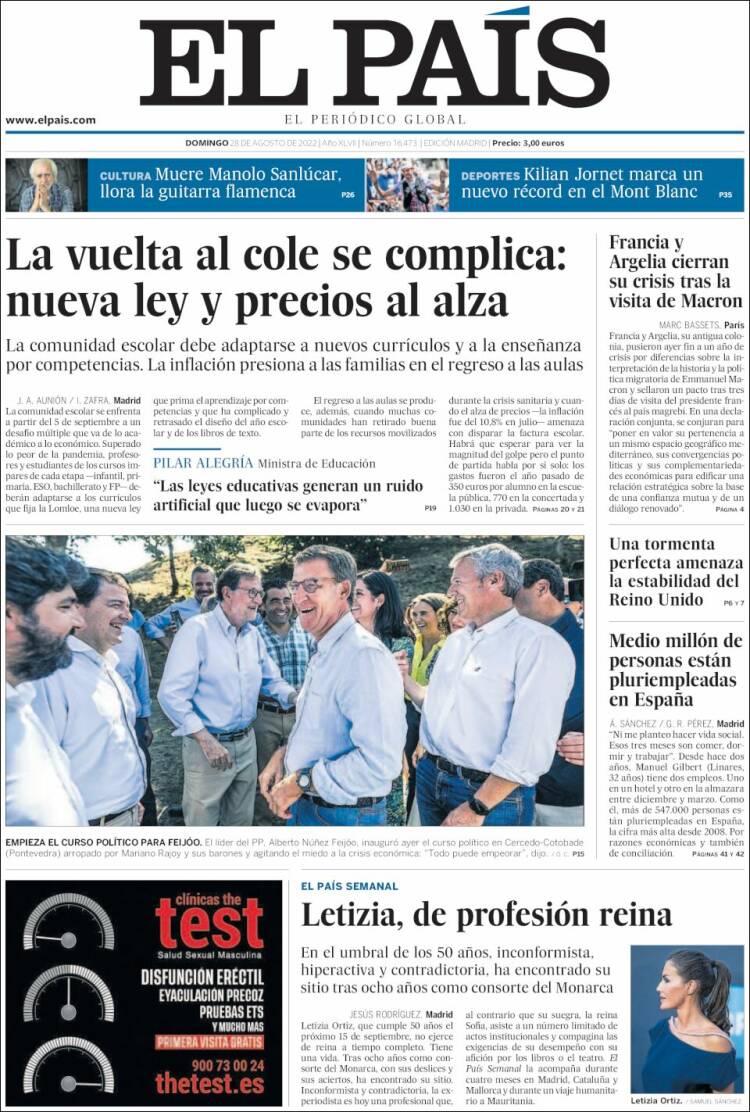 Portada de El País (España)