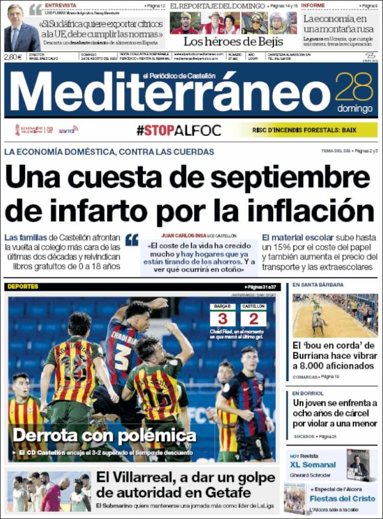Portada de El Periódico Mediterraneo (España)