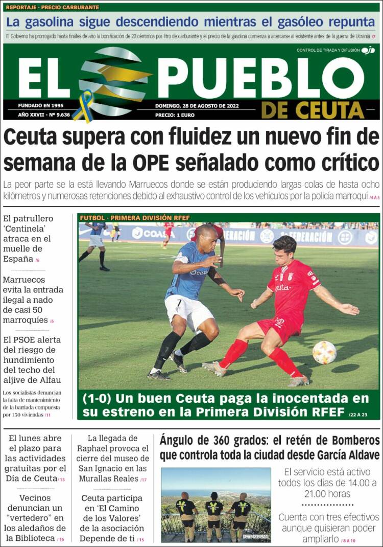 Portada de El Pueblo de Ceuta (España)