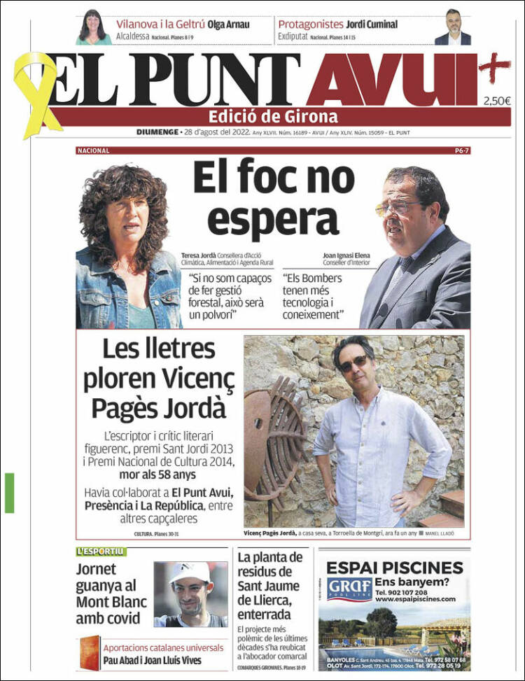Portada de El Punt Avui - Girona (España)