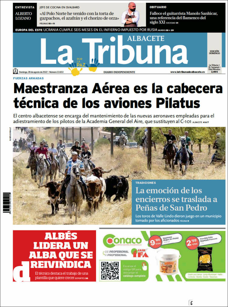Portada de La Tribuna de Albacete (España)