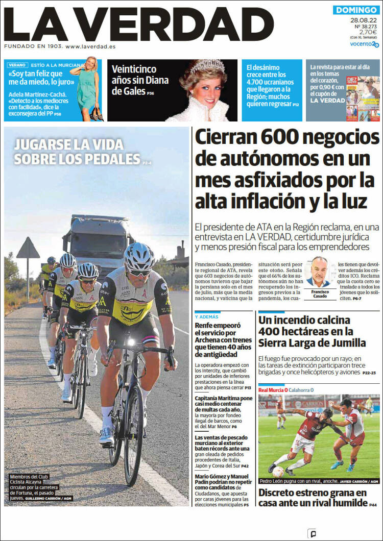 Portada de La Verdad de Murcia (España)
