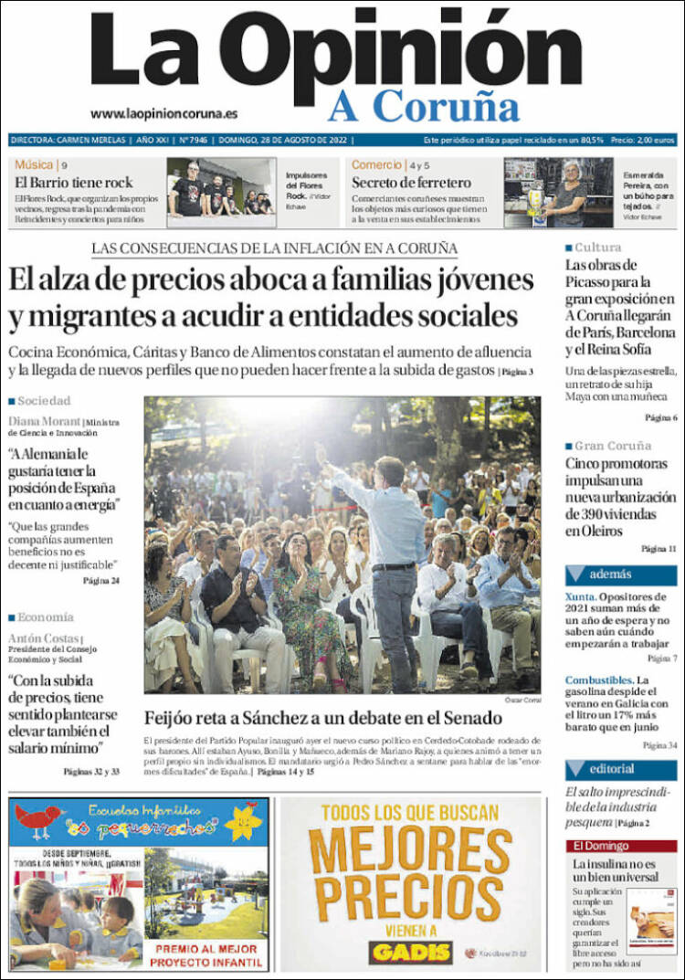 Portada de La Opinión de A Coruña (España)