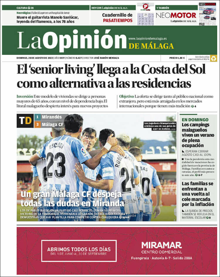 Portada de La Opinión de Málaga (España)