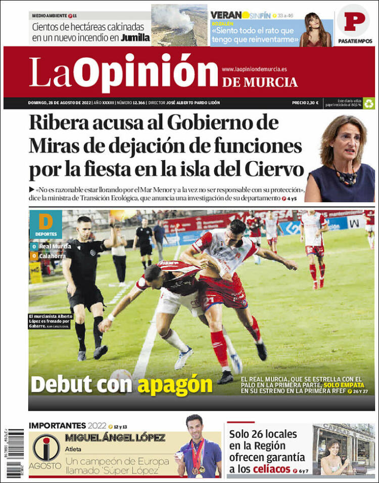 Portada de La Opinión de Murcia (España)