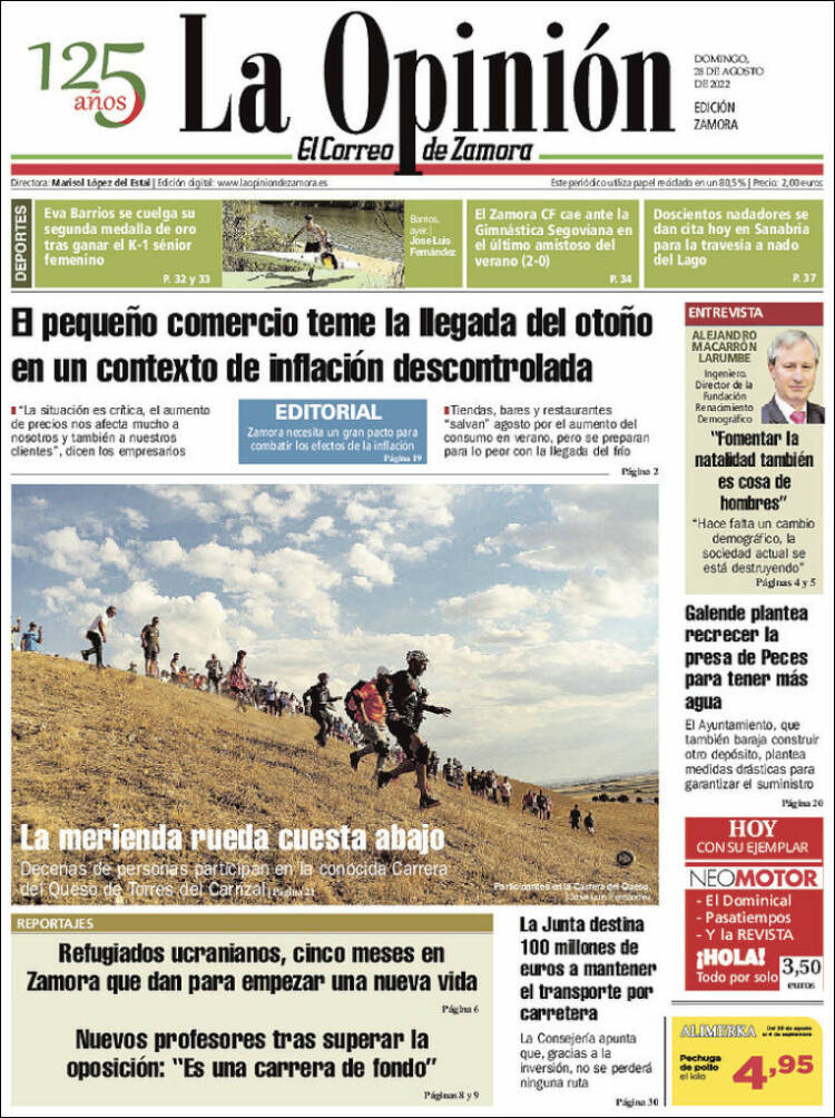 Portada de La Opinión - El Correo de Zamora (España)