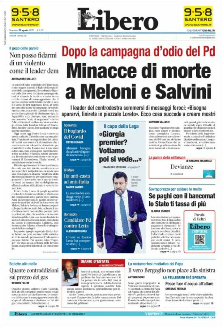 Portada de Libero (Italie)