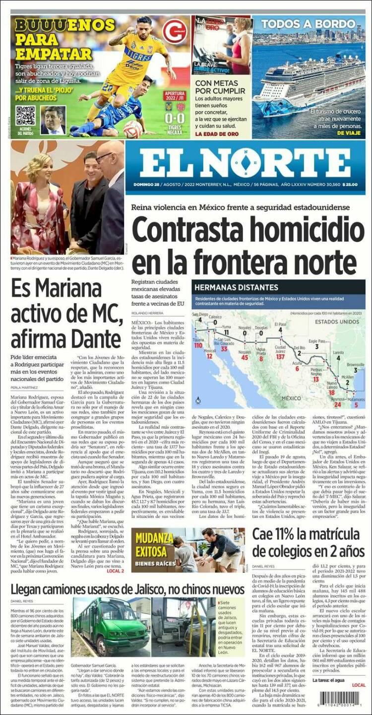 Portada de El Norte (México)