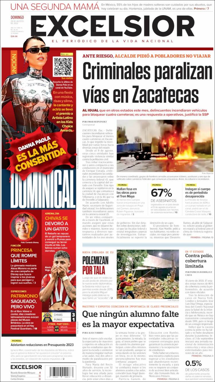 Portada de Excelsior (México)