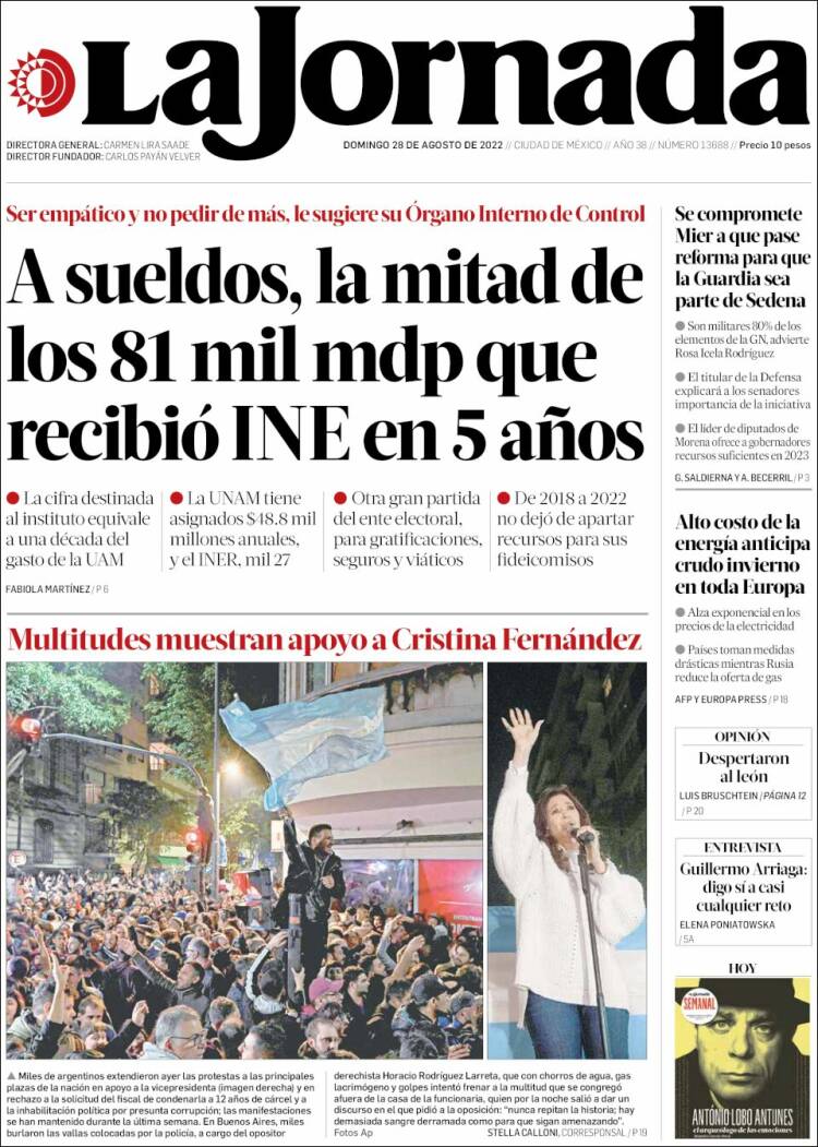 Portada de La Jornada (México)