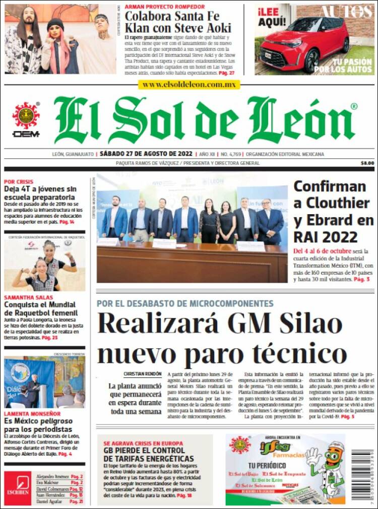 Portada de El Sol de León (México)