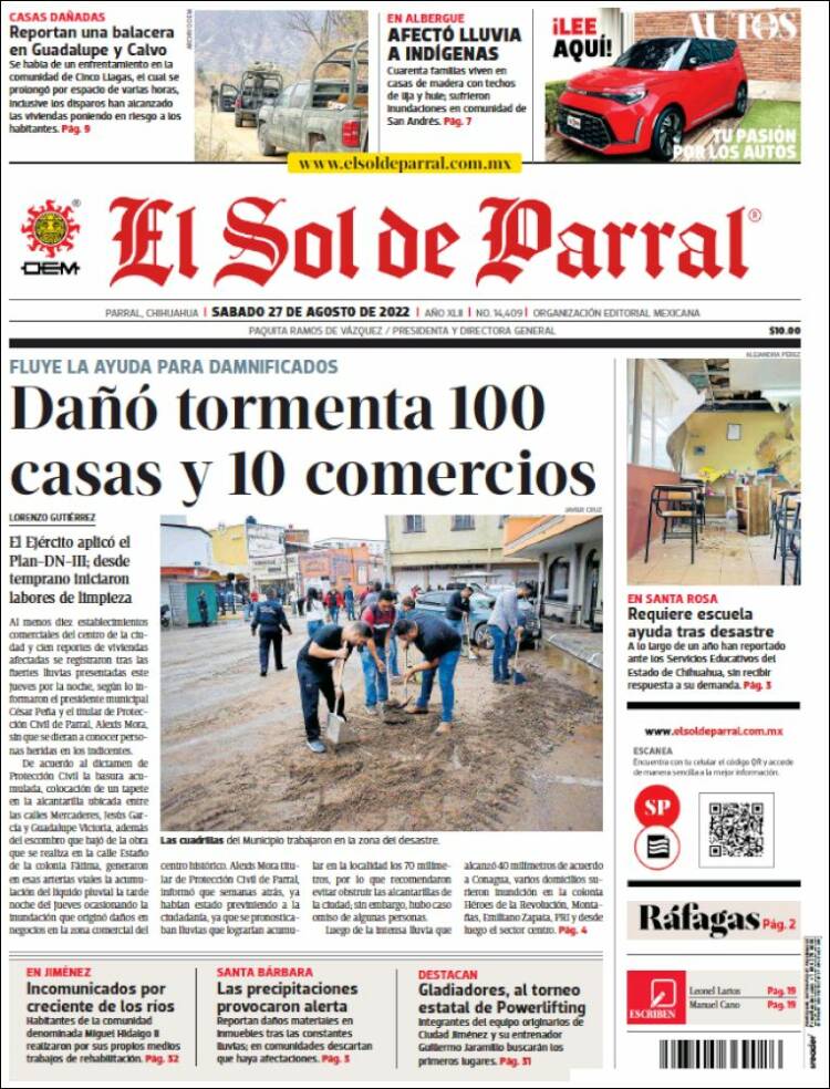 Portada de El Sol de Parral (México)