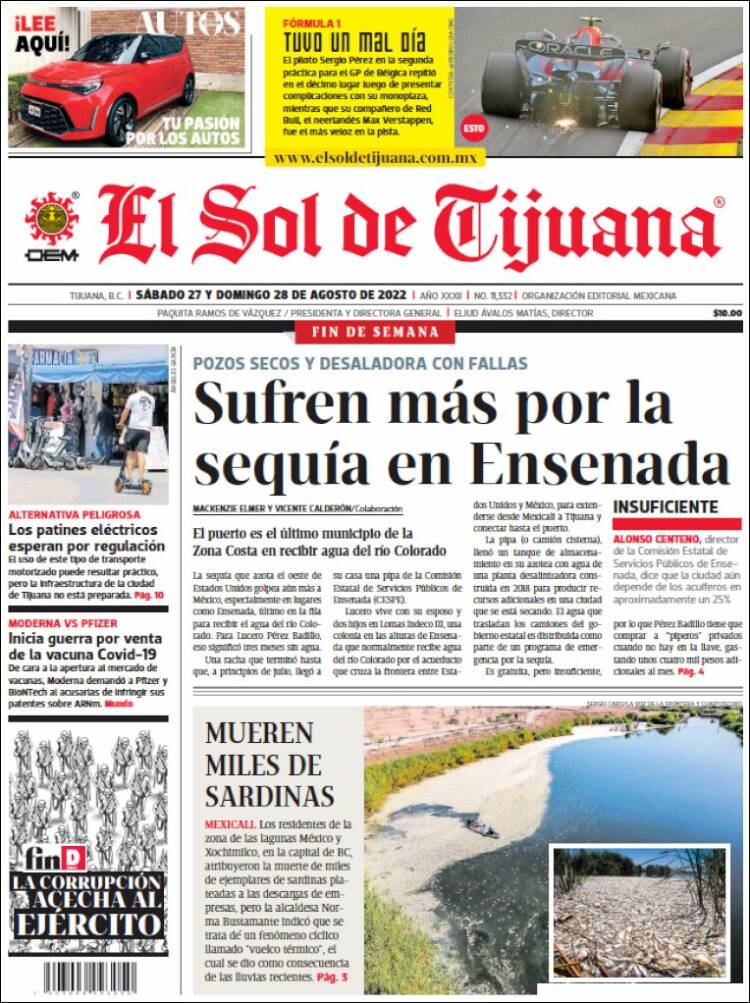 Portada de El Sol de Tijuana (México)