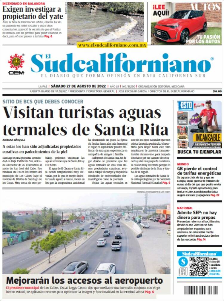 Portada de El Sudcaliforniano (México)