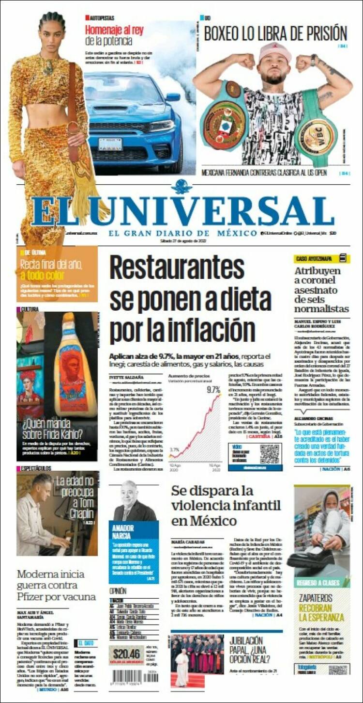 Portada de El Universal (México)