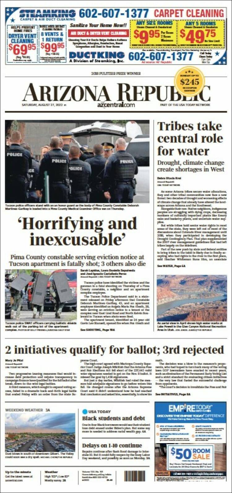 Portada de Arizona Republic News (USA)