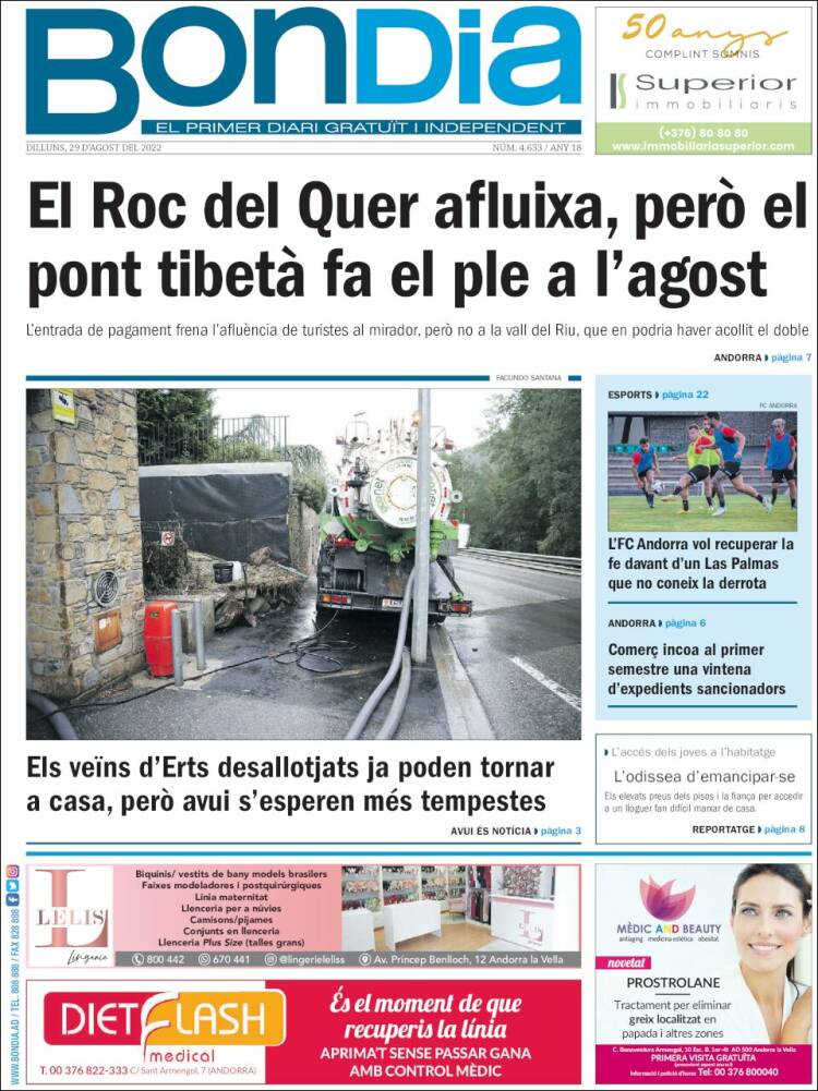 Portada de Diari Bondia (Andorra)