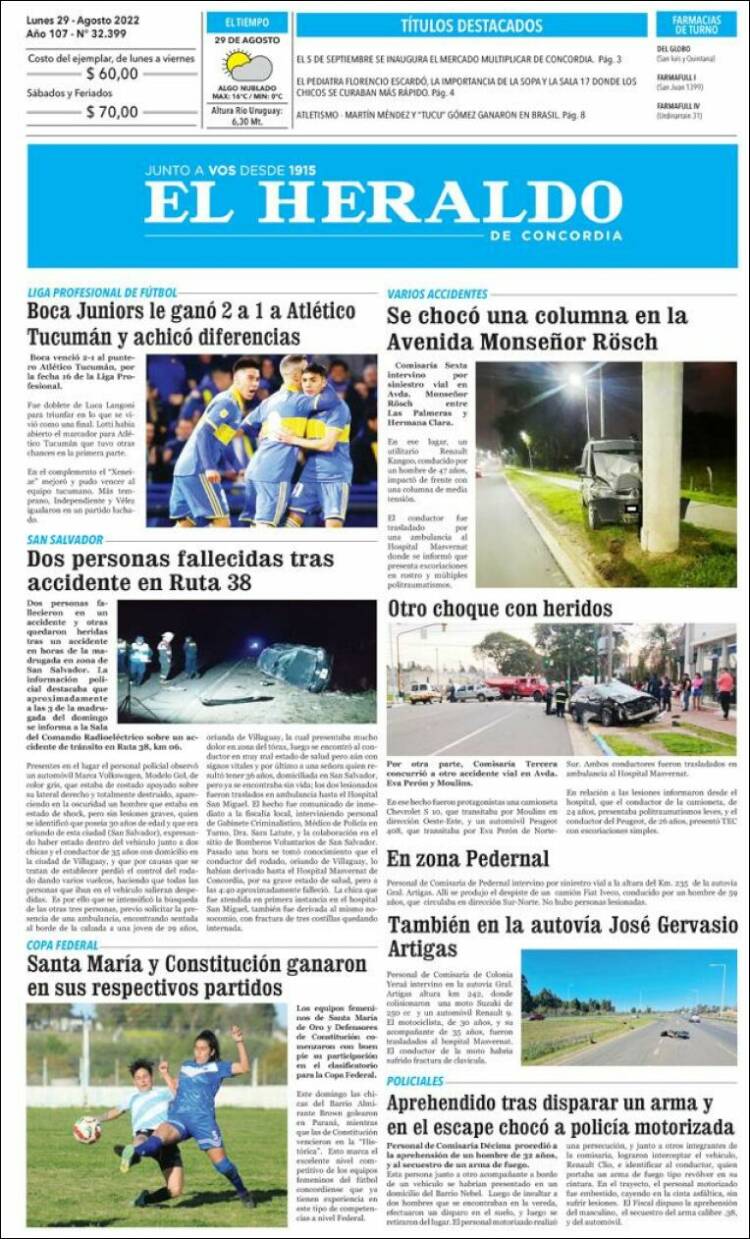 Portada de El Heraldo de Concordia (Argentina)